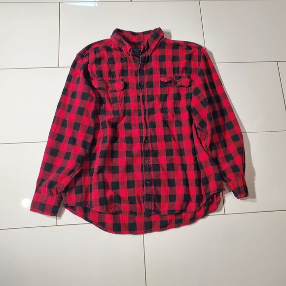 FADED GLORY FLANNEL PLAID SHIRT RED LONG SLEEVE COTTON SIZE 2X - Picture 1 of 6